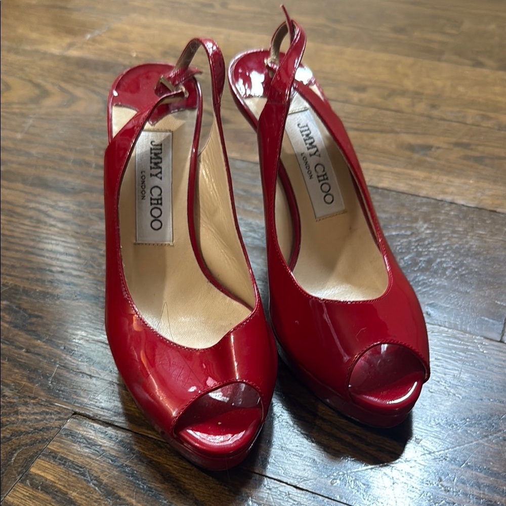 Jimmy Choo Red Patent Leather Stiletto Heels